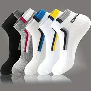 5 Pairs Graphic Socks Sport Breathable Low Cut Mixed Color One Size Unisex